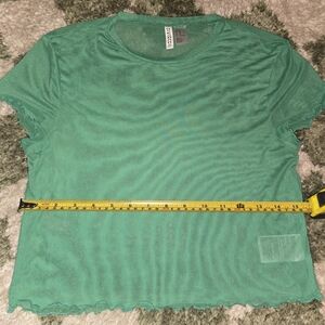 H&M Green Sheer Short Sleeve Blouse